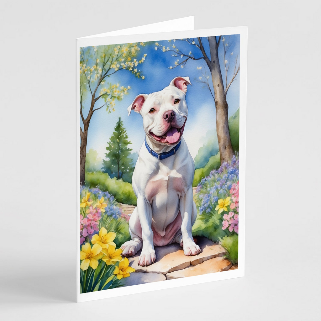 Glamorous Pups : Pit Bull Terrier Spring Path Greeting Cards Pack of 8