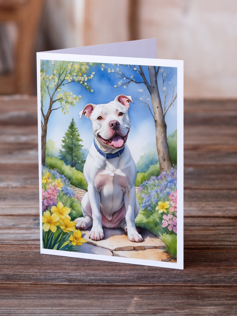 Glamorous Pups : Pit Bull Terrier Spring Path Greeting Cards Pack of 8