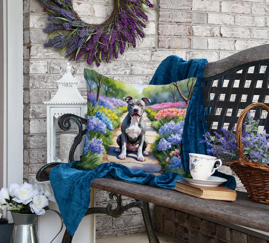 Glamorous Pups : Pit Bull Terrier Spring Path Throw Pillow