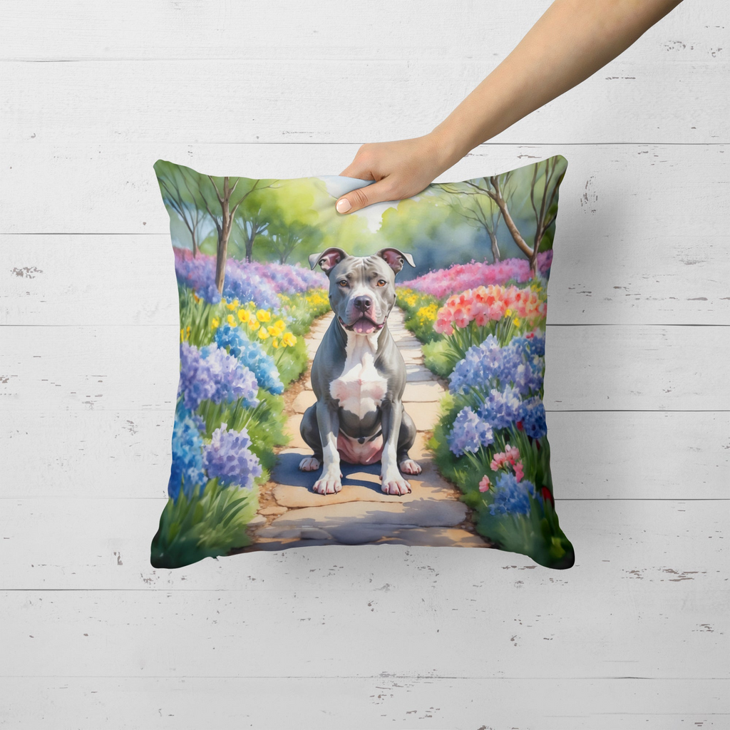 Glamorous Pups : Pit Bull Terrier Spring Path Throw Pillow