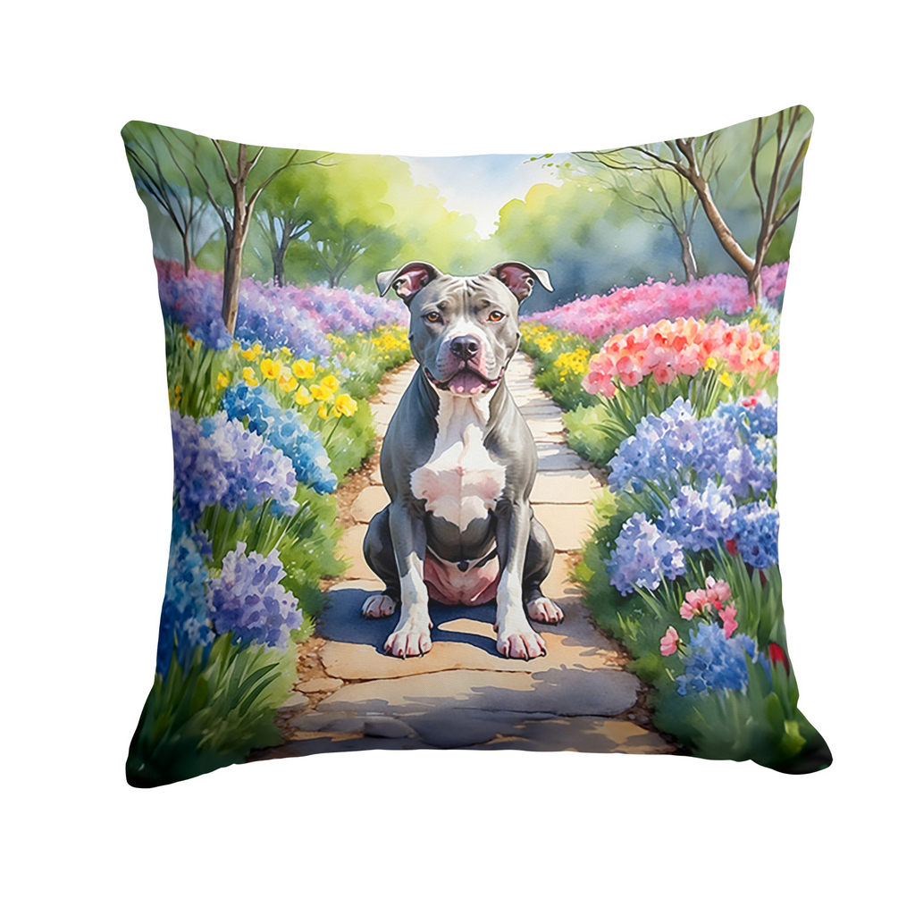 Glamorous Pups : Pit Bull Terrier Spring Path Throw Pillow