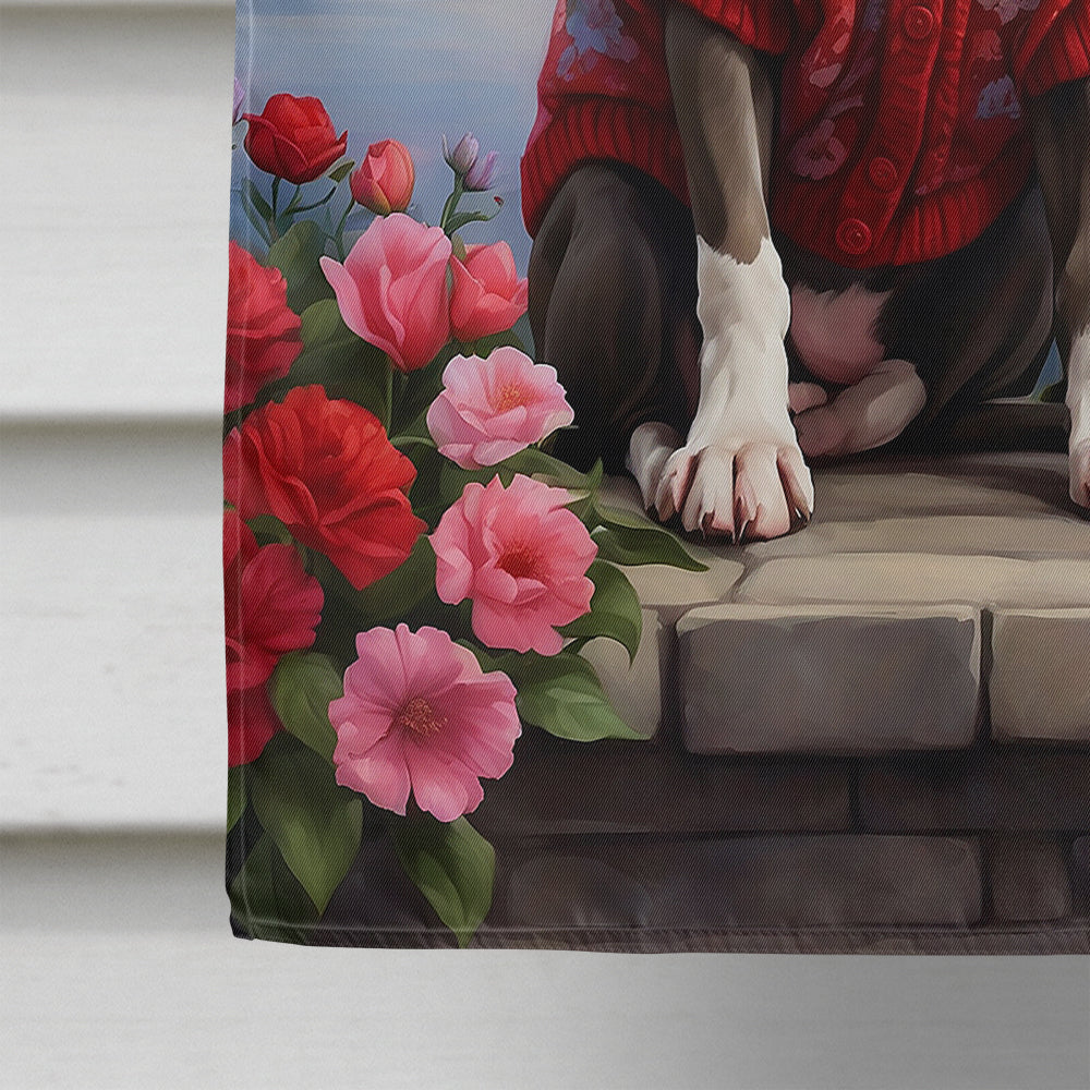 Glamorous Pups : Pit Bull Terrier Two Hearts House Flag