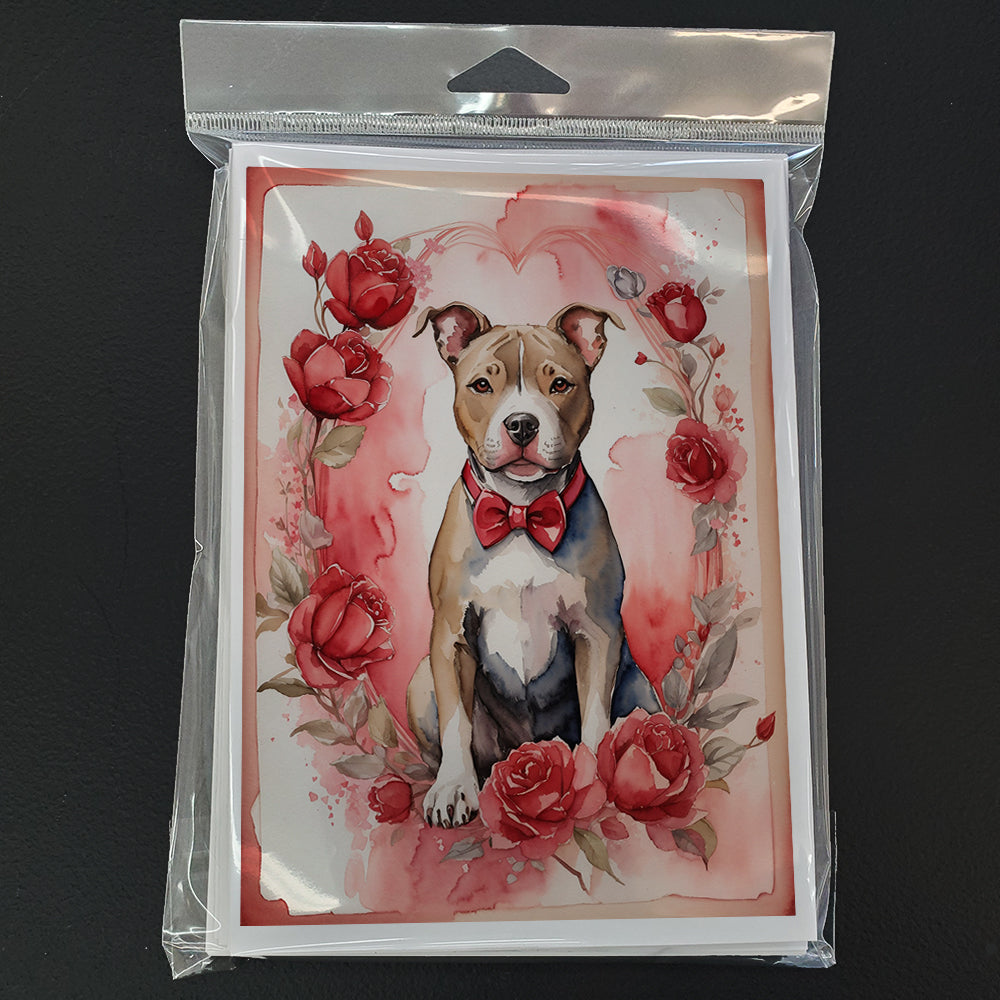 Glamorous Pups : Pit Bull Terrier Valentine Roses Greeting Cards Pack of 8