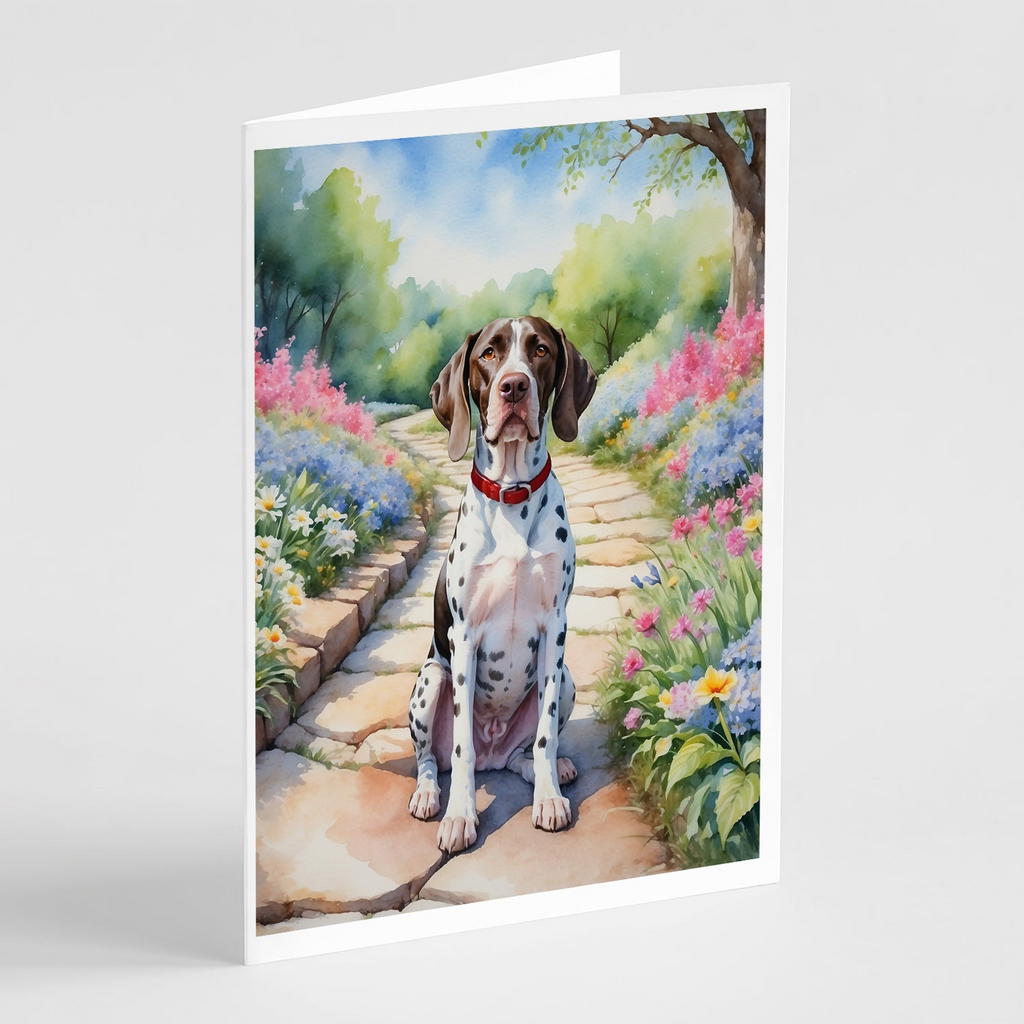 Glamorous Pups : Pointer Spring Path Greeting Cards Pack of 8