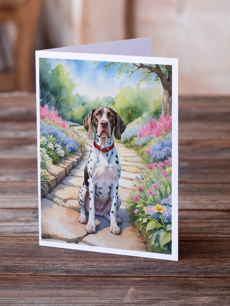 Glamorous Pups : Pointer Spring Path Greeting Cards Pack of 8