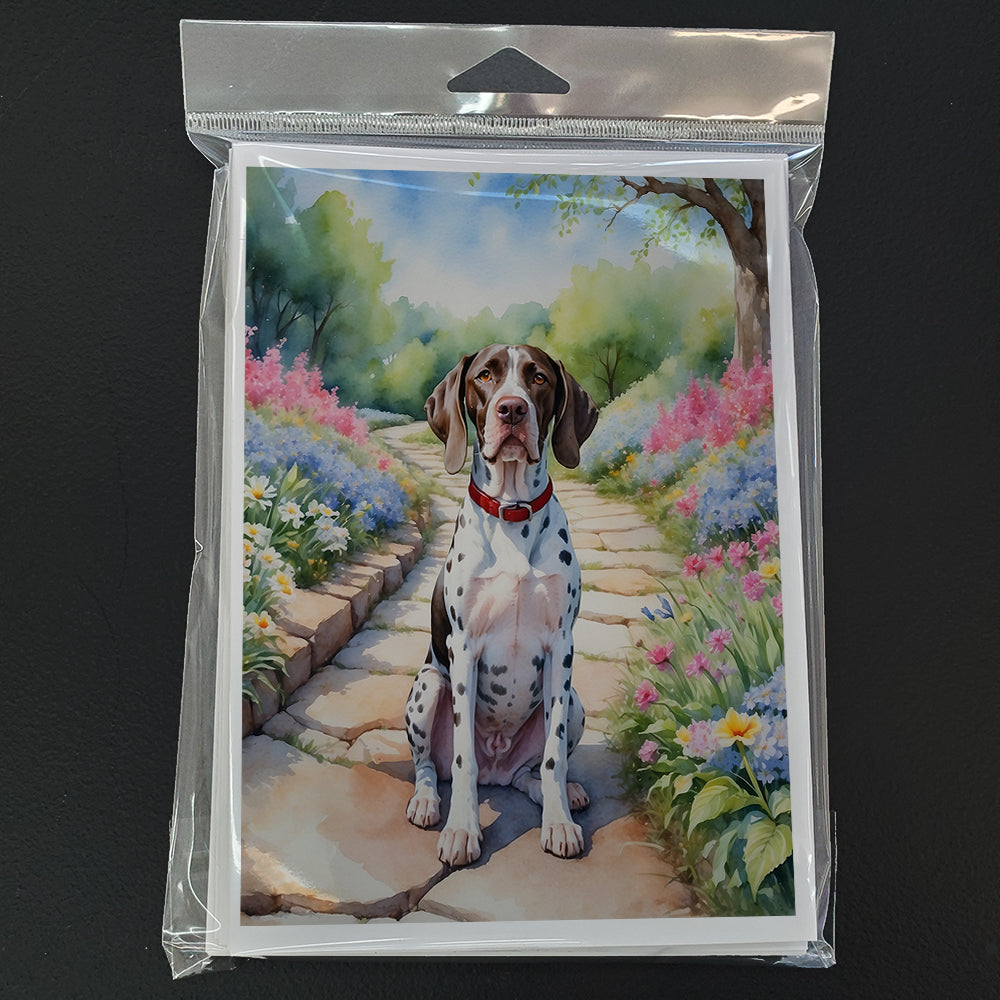 Glamorous Pups : Pointer Spring Path Greeting Cards Pack of 8