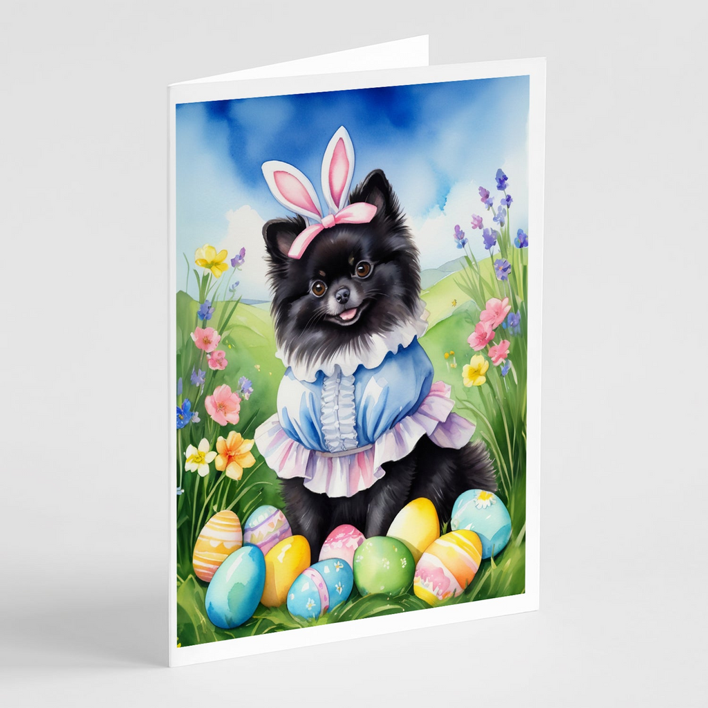 Glamorous Pups : Pomeranian Easter Egg Hunt Greeting Cards Pack of 8