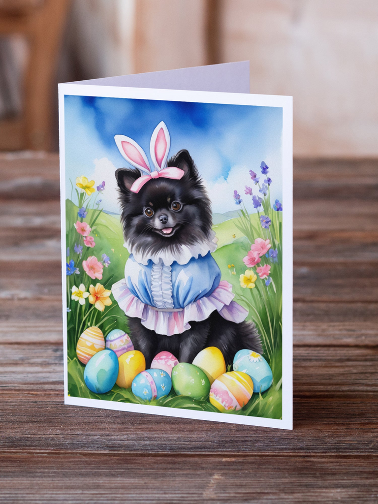 Glamorous Pups : Pomeranian Easter Egg Hunt Greeting Cards Pack of 8