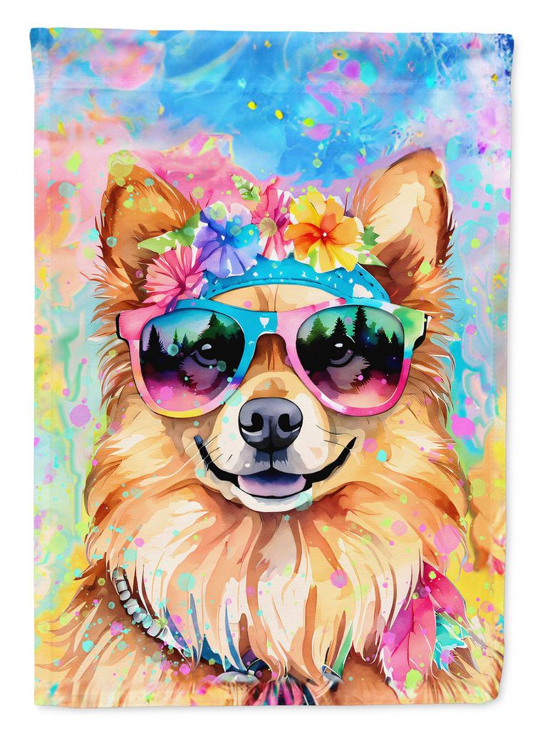 Glamorous Pups : Pomeranian Hippie Dawg Garden Flag
