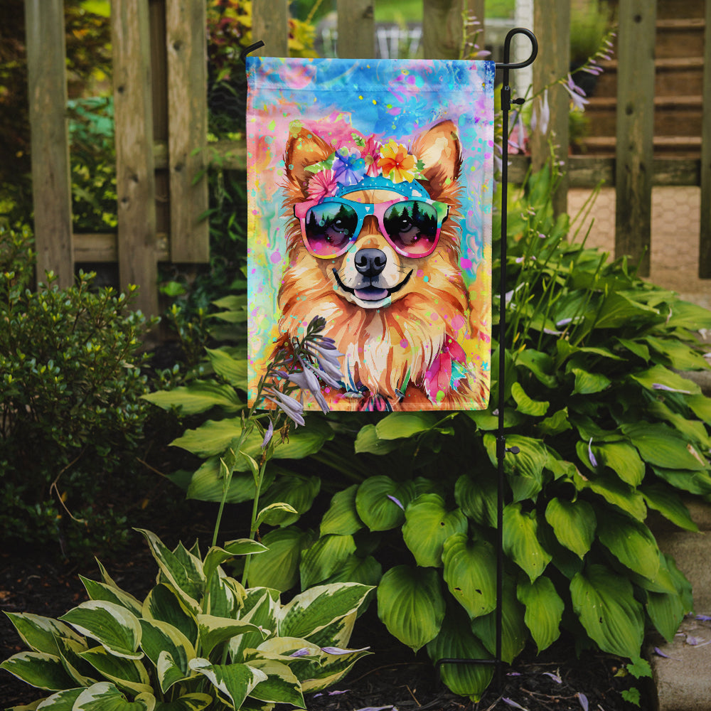 Glamorous Pups : Pomeranian Hippie Dawg Garden Flag