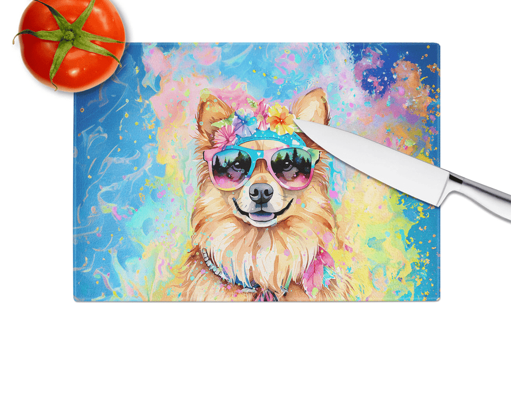 Glamorous Pups : Pomeranian Hippie Dawg Glass Cutting Board