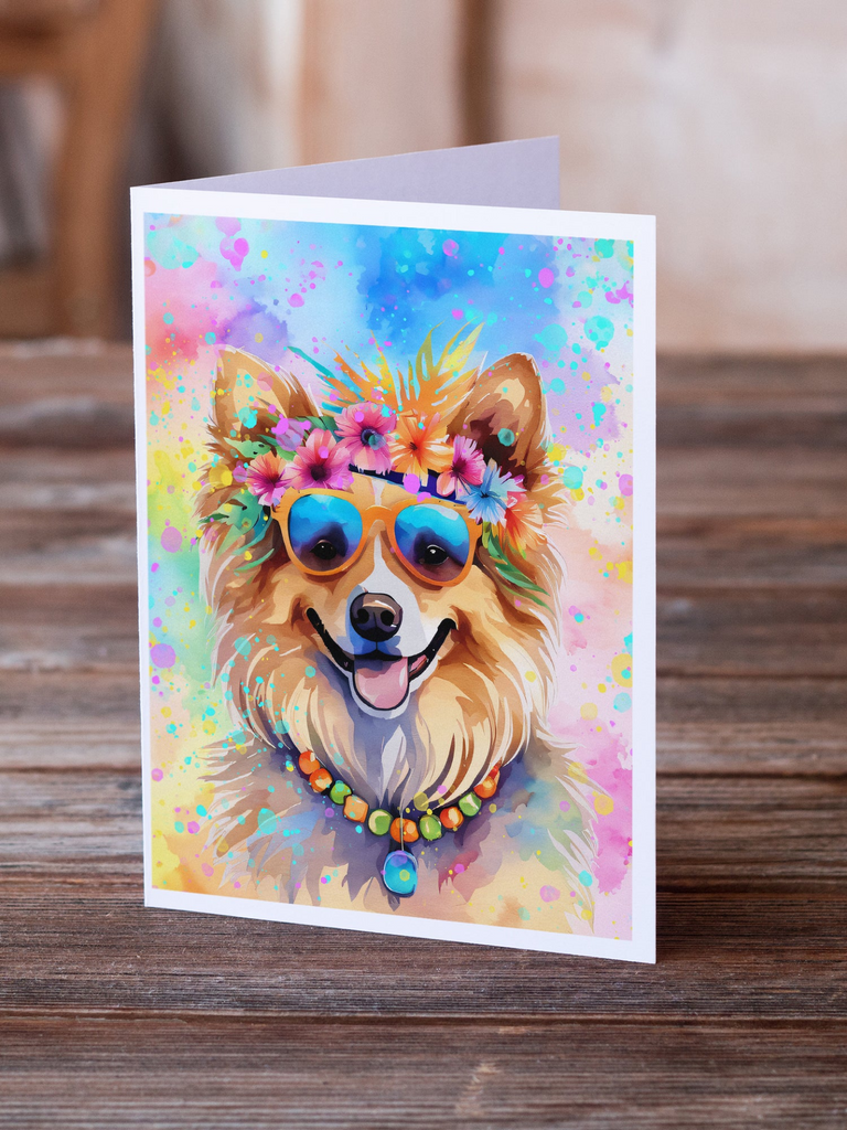 Glamorous Pups : Pomeranian Hippie Dawg Greeting Cards Pack of 8