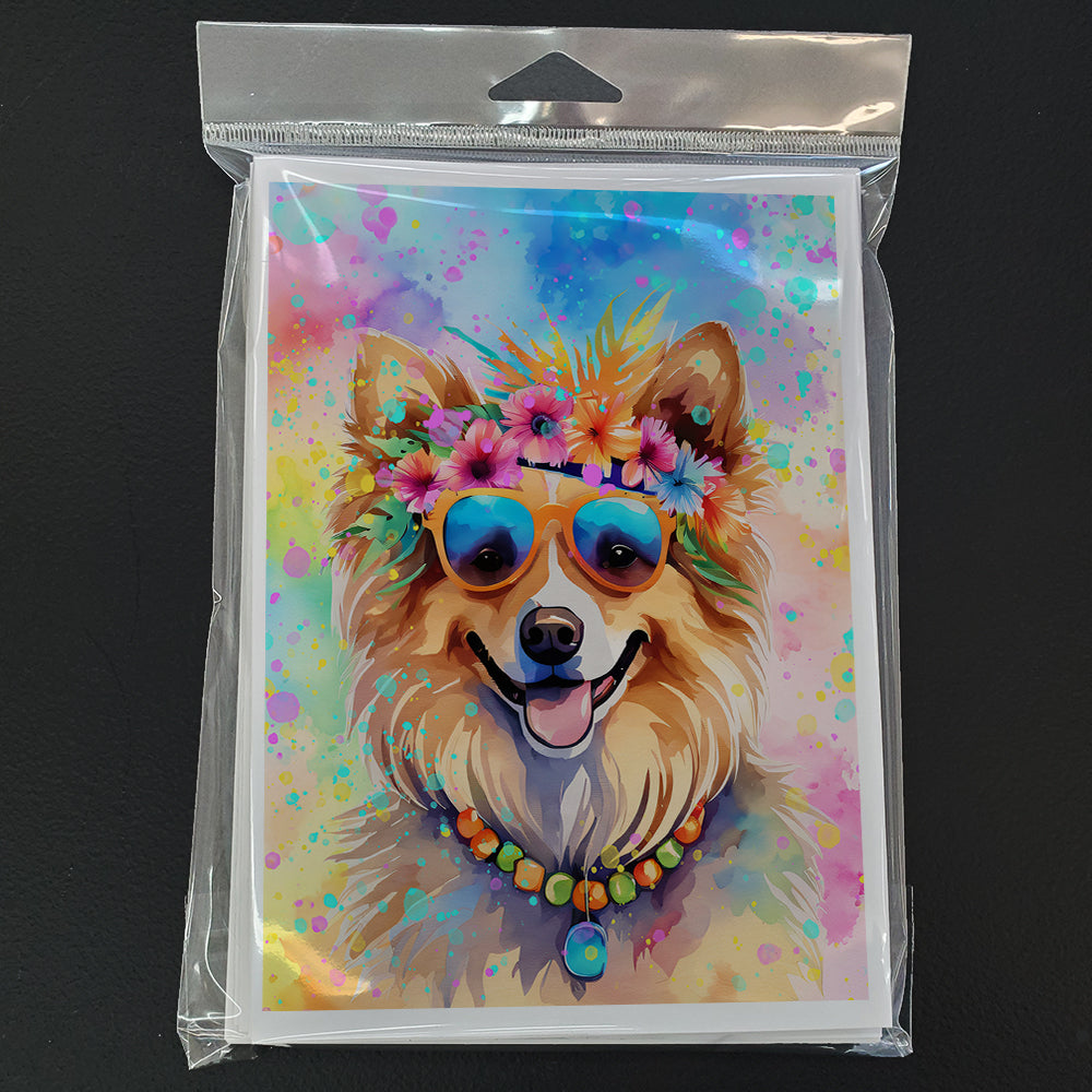 Glamorous Pups : Pomeranian Hippie Dawg Greeting Cards Pack of 8