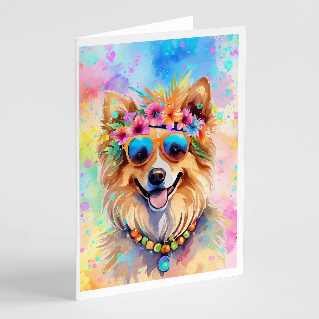 Glamorous Pups : Pomeranian Hippie Dawg Greeting Cards Pack of 8