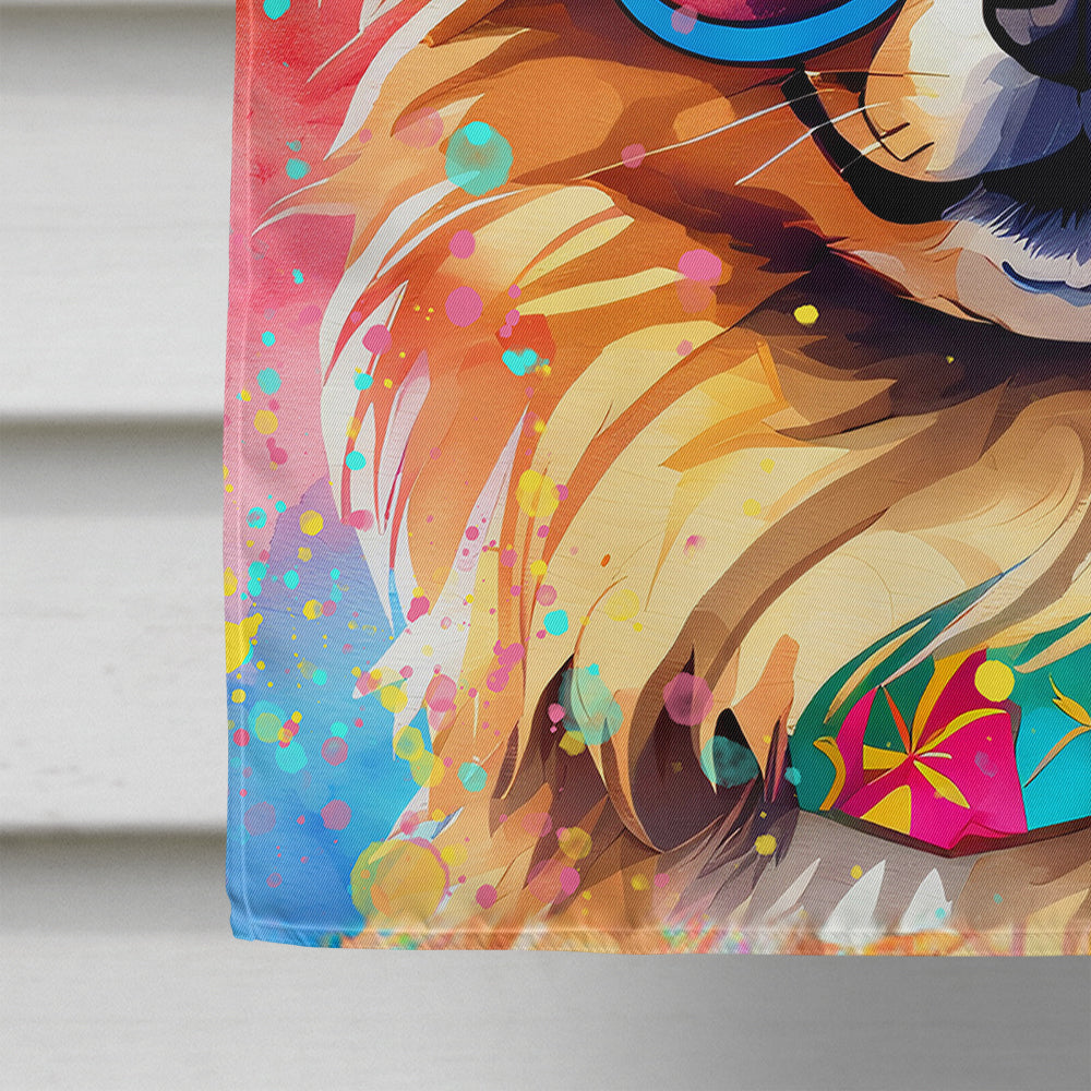 Glamorous Pups : Pomeranian Hippie Dawg House Flag