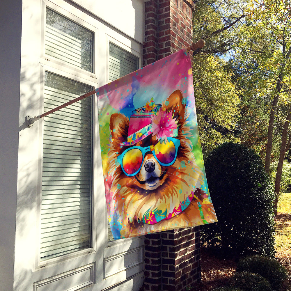 Glamorous Pups : Pomeranian Hippie Dawg House Flag
