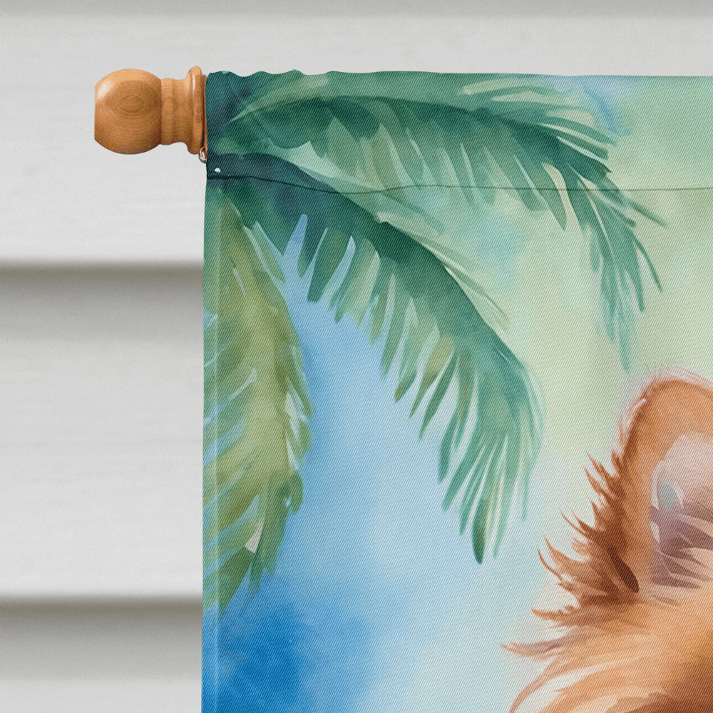 Glamorous Pups : Pomeranian Luau House Flag