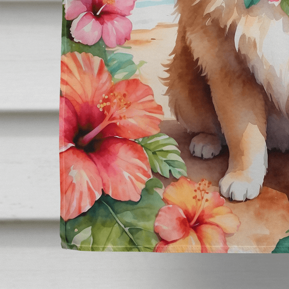 Glamorous Pups : Pomeranian Luau House Flag