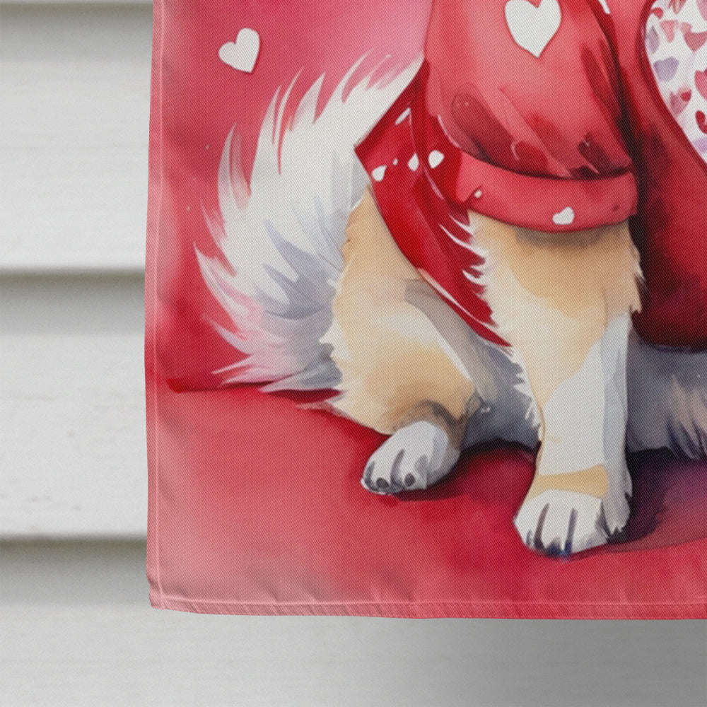 Glamorous Pups : Pomeranian My Valentine House Flag