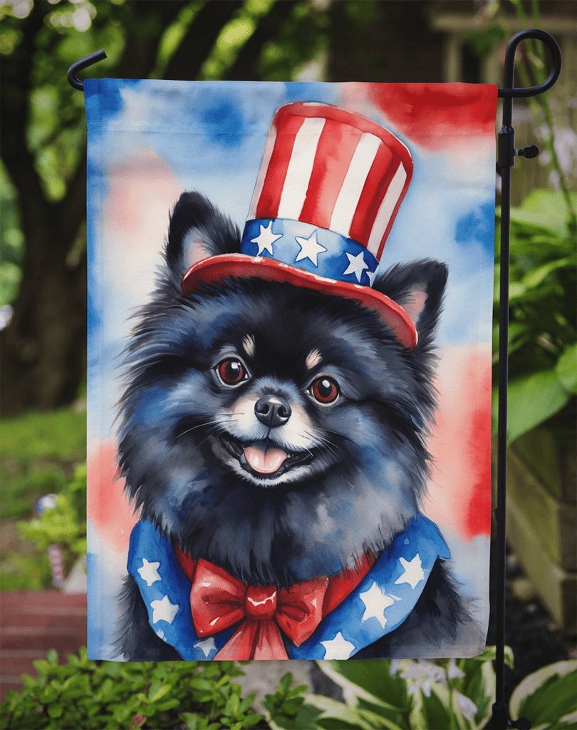 Glamorous Pups : Pomeranian Patriotic American Garden Flag