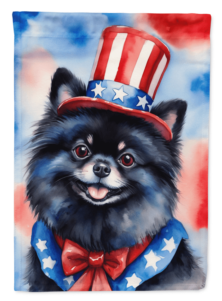 Glamorous Pups : Pomeranian Patriotic American Garden Flag