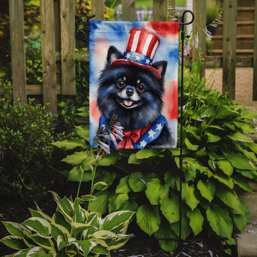 Glamorous Pups : Pomeranian Patriotic American Garden Flag