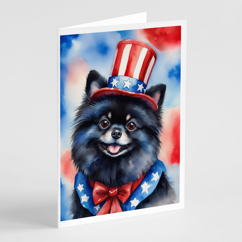 Glamorous Pups : Pomeranian Patriotic American Greeting Cards Pack of 8