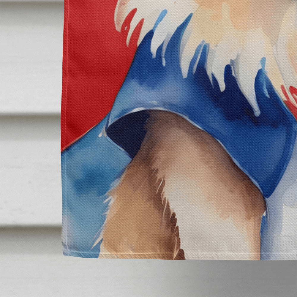 Glamorous Pups : Pomeranian Patriotic American House Flag