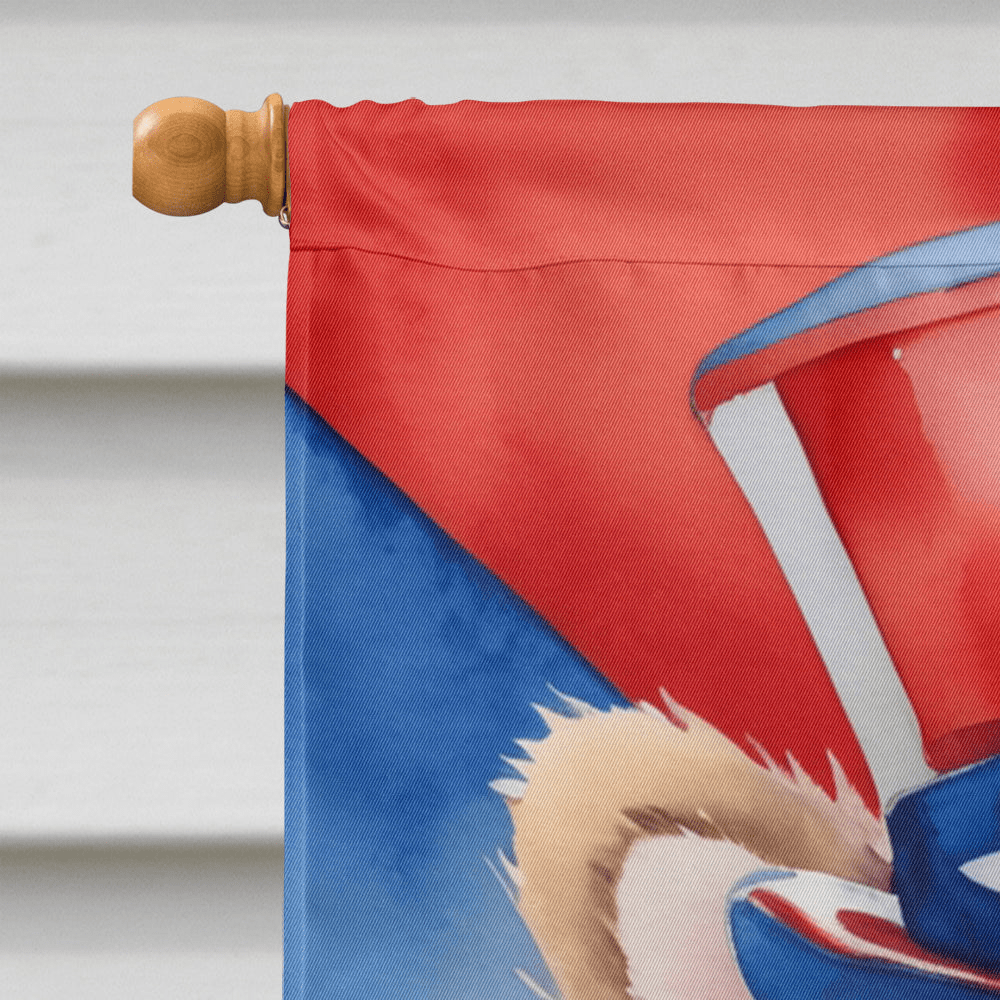 Glamorous Pups : Pomeranian Patriotic American House Flag