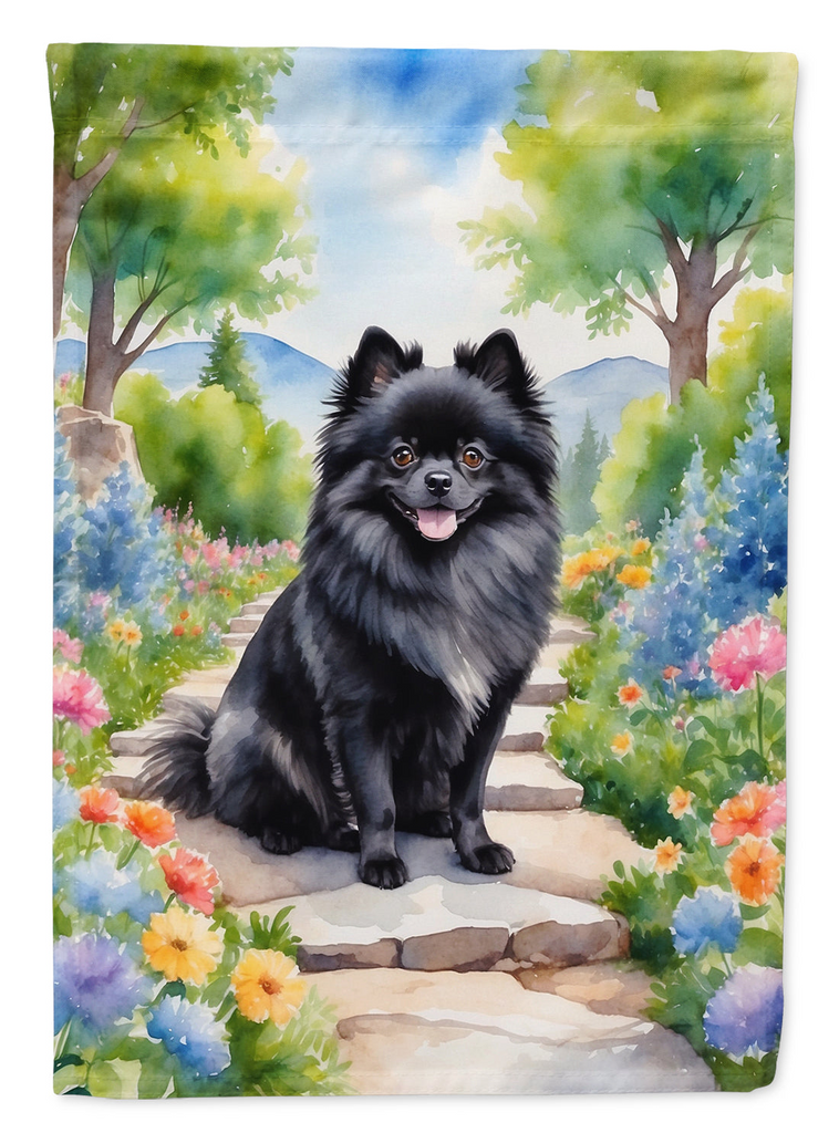 Glamorous Pups : Pomeranian Spring Path House Flag