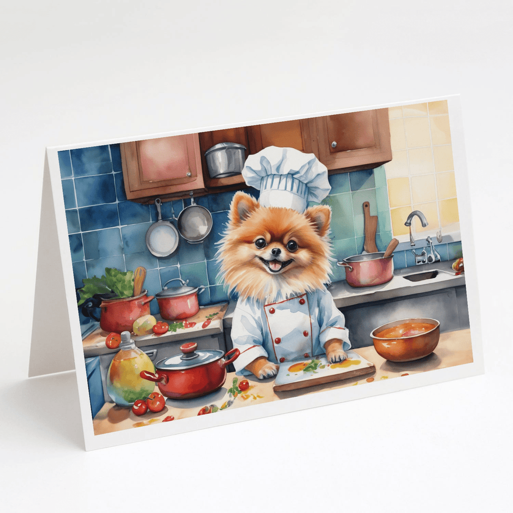 Glamorous Pups : Pomeranian The Chef Greeting Cards Pack of 8