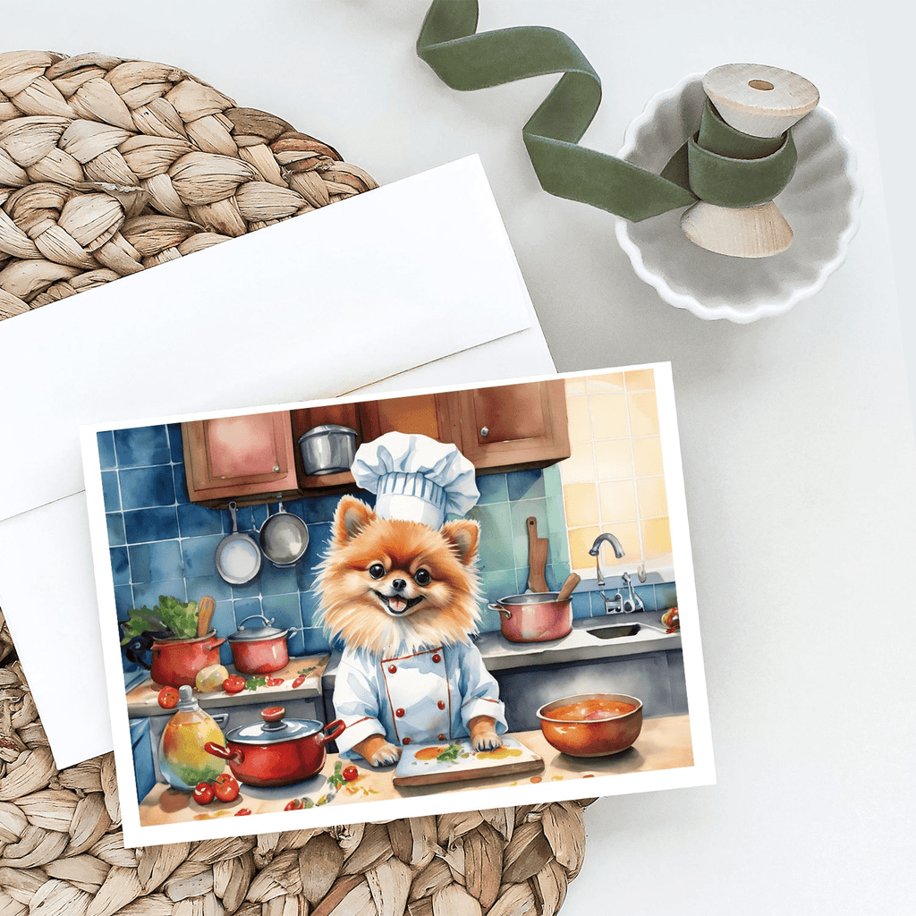 Glamorous Pups : Pomeranian The Chef Greeting Cards Pack of 8