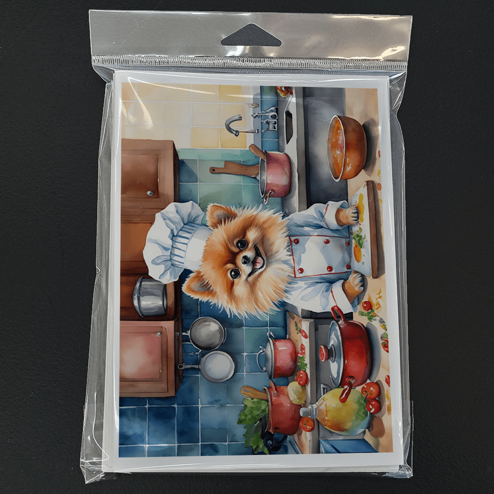 Glamorous Pups : Pomeranian The Chef Greeting Cards Pack of 8