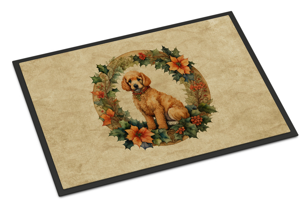 Glamorous Pups : Poodle Christmas Flowers Doormat