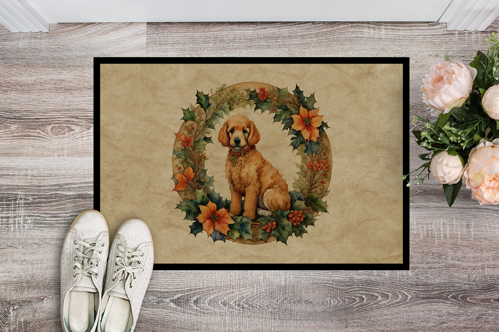 Glamorous Pups : Poodle Christmas Flowers Doormat