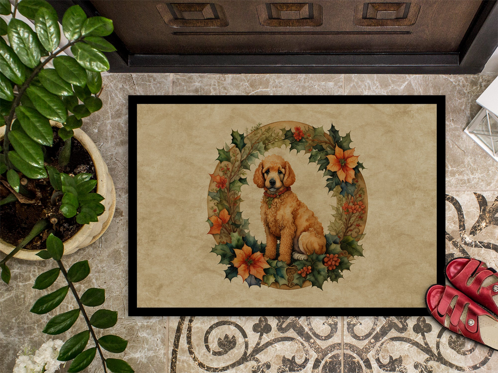 Glamorous Pups : Poodle Christmas Flowers Doormat