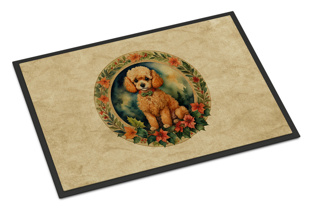Glamorous Pups : Poodle Christmas Flowers Doormat