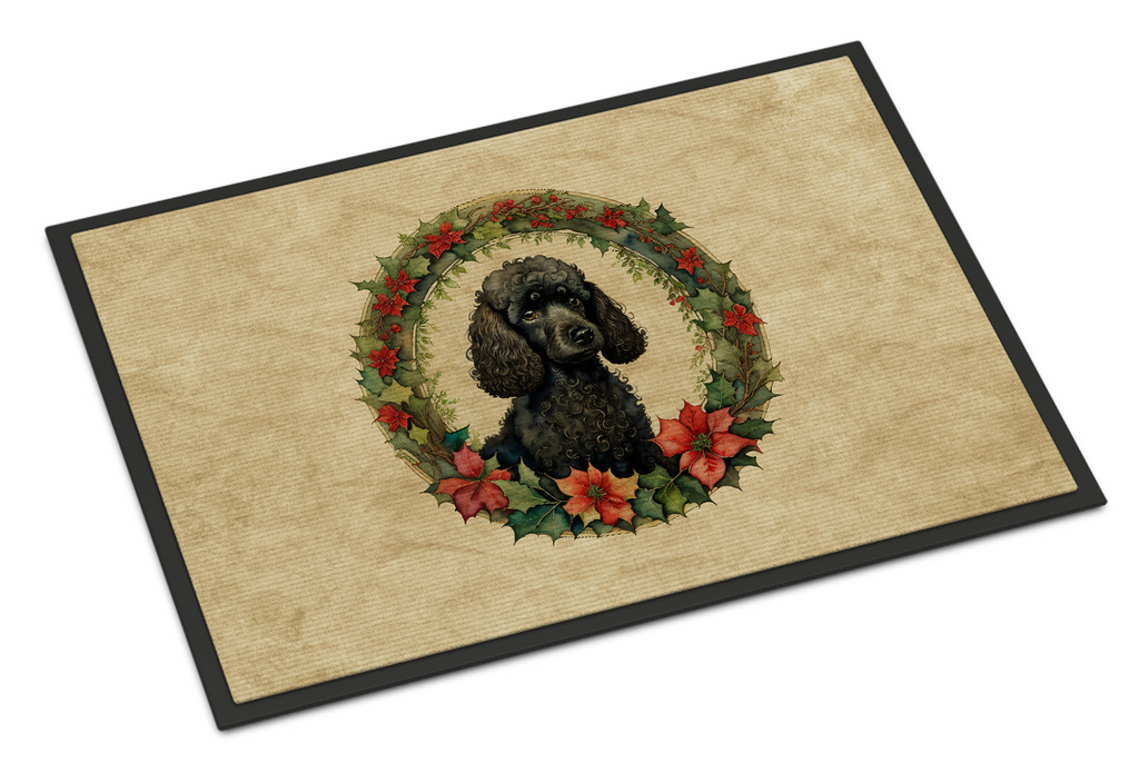 Glamorous Pups : Poodle Christmas Flowers Doormat