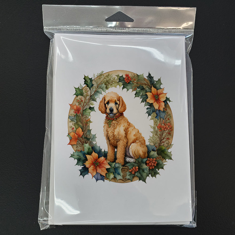 Glamorous Pups : Poodle Christmas Flowers Greeting Cards Pack of 8