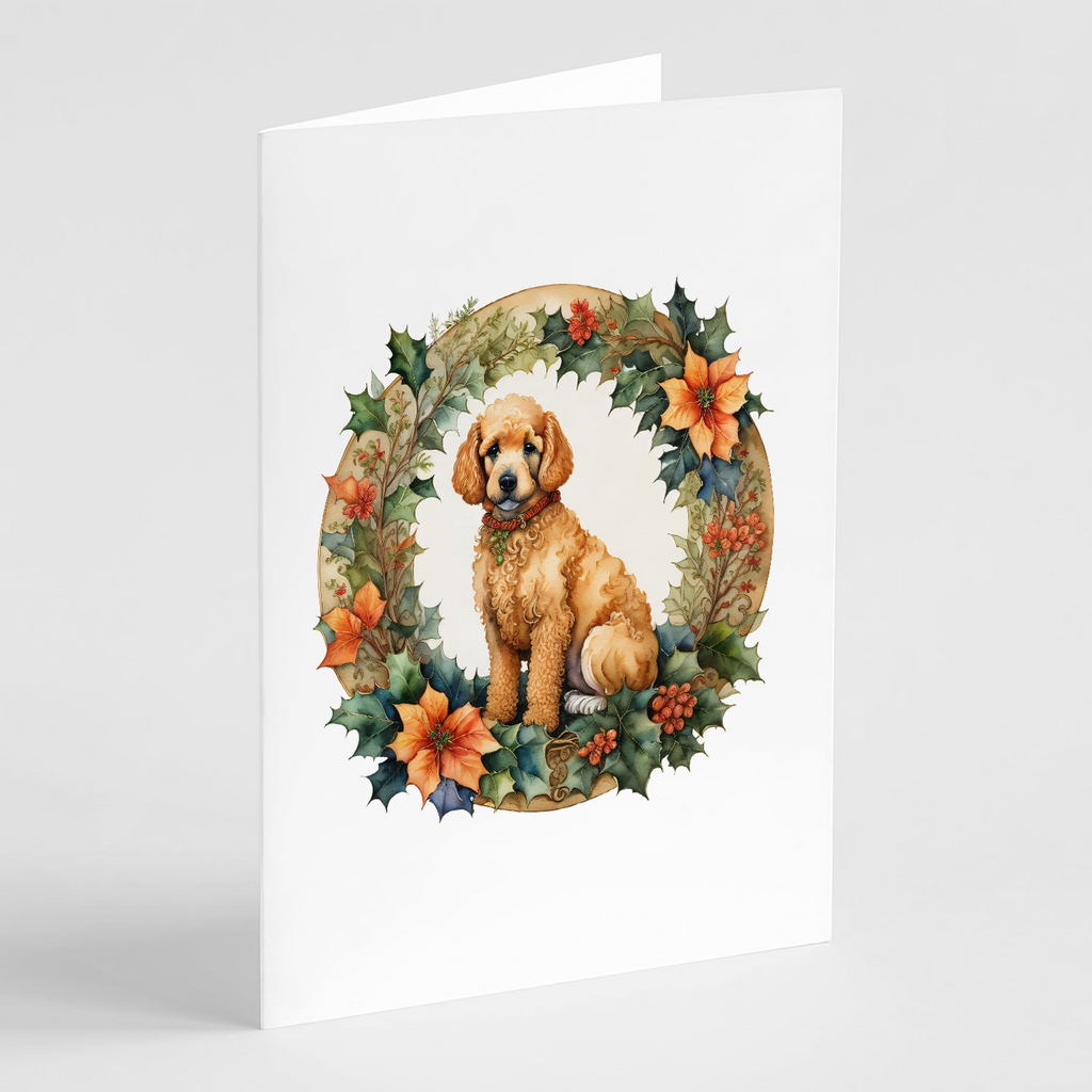 Glamorous Pups : Poodle Christmas Flowers Greeting Cards Pack of 8