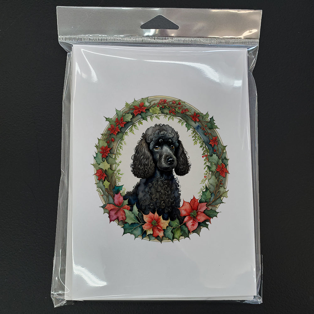 Glamorous Pups : Poodle Christmas Flowers Greeting Cards Pack of 8