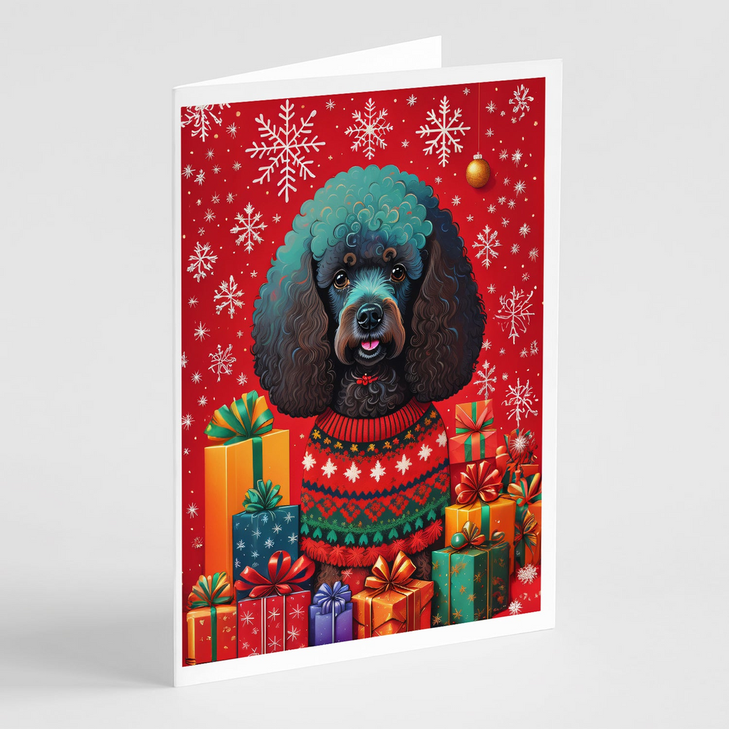 Glamorous Pups : Poodle Holiday Christmas Greeting Cards Pack of 8