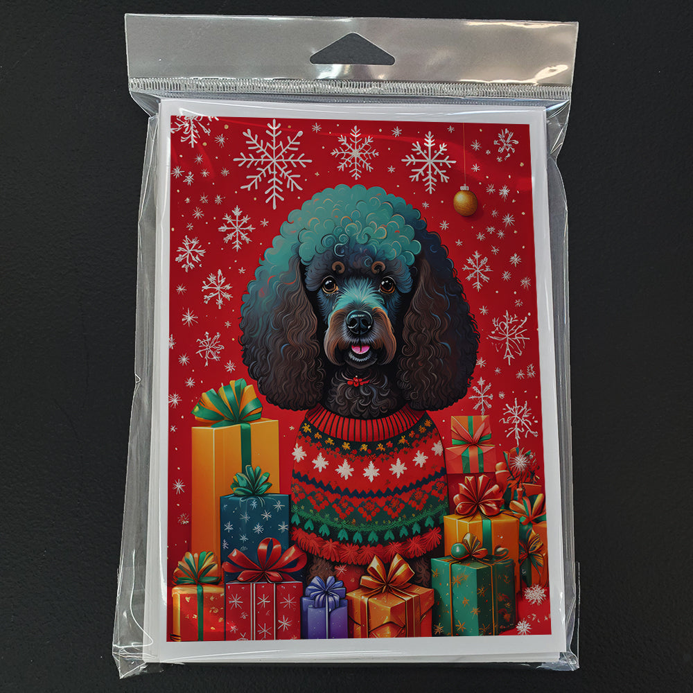 Glamorous Pups : Poodle Holiday Christmas Greeting Cards Pack of 8