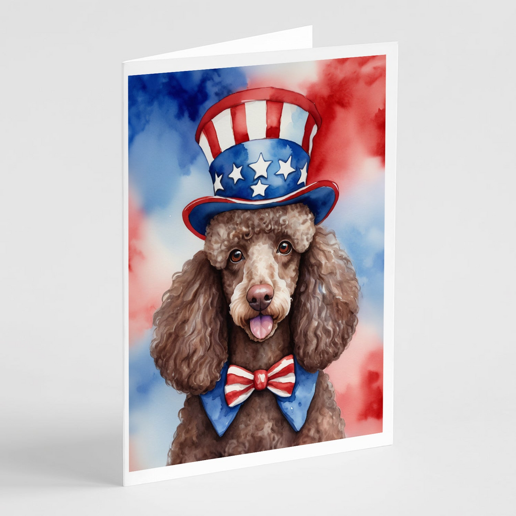 Glamorous Pups : Poodle Patriotic American Greeting Cards Pack of 8