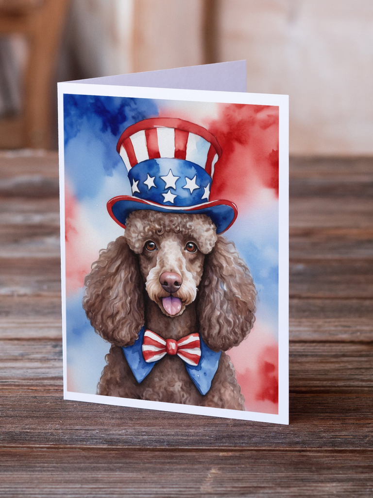 Glamorous Pups : Poodle Patriotic American Greeting Cards Pack of 8
