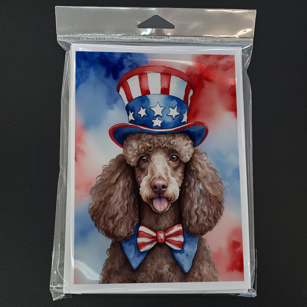 Glamorous Pups : Poodle Patriotic American Greeting Cards Pack of 8