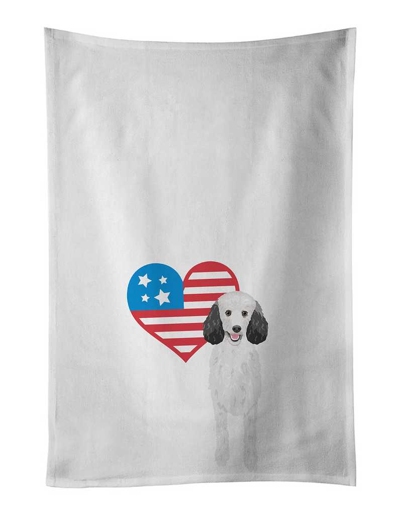 Glamorous Pups : Poodle Standard Silver Patriotic Kitchen Towel Set of 2