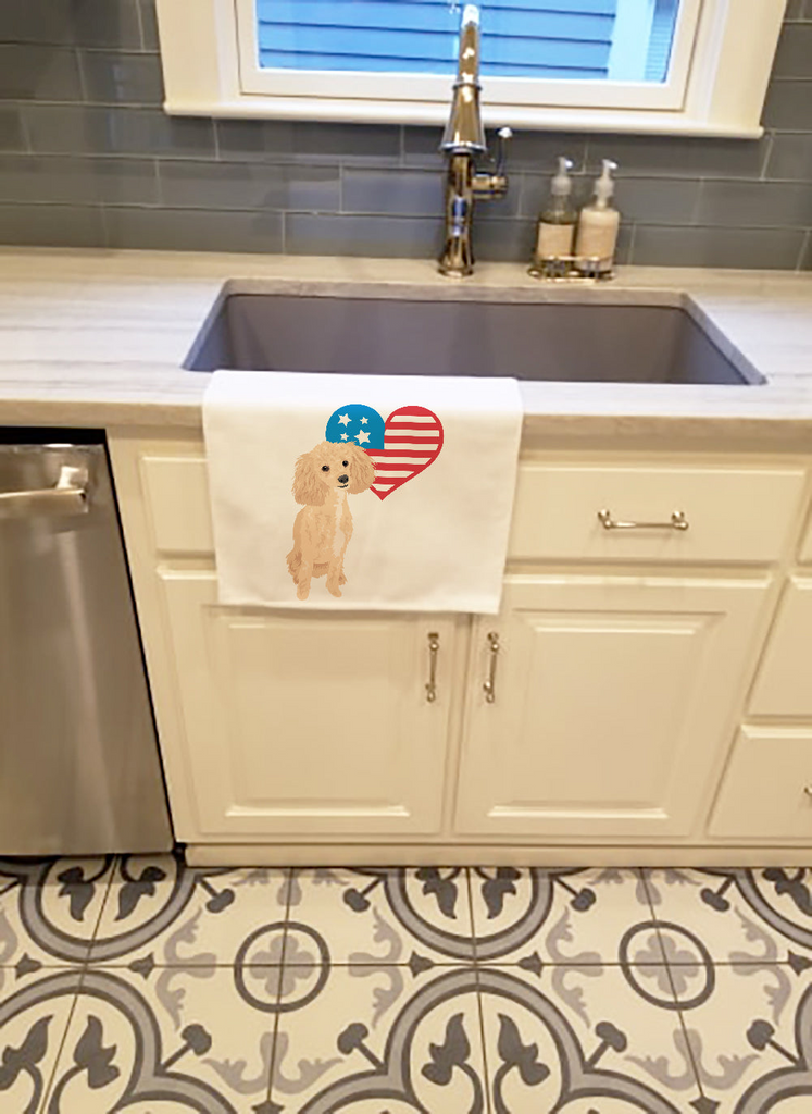 Glamorous Pups : Poodle Toy Apricot #1 Patriotic Kitchen Towel Set of 2