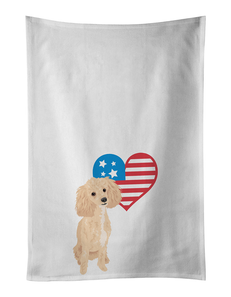 Glamorous Pups : Poodle Toy Apricot #1 Patriotic Kitchen Towel Set of 2
