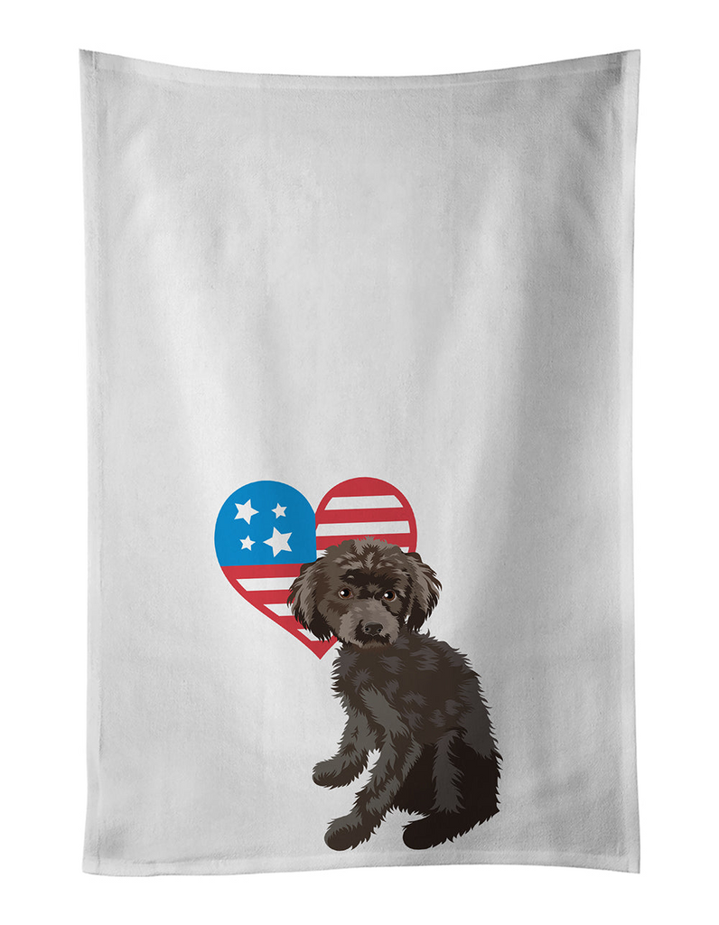 Glamorous Pups : Poodle Toy Brown Patriotic Kitchen Towel Set of 2
